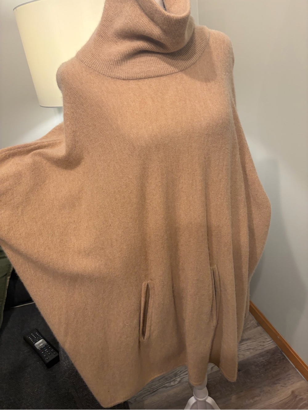 Garnet Hill Camel Turtleneck Poncho Sweater